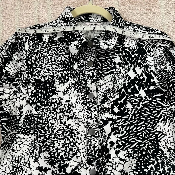 The Kit Black White Patterned Alex Jumpsuit Cropped Long Sleeve Size Medium Fall - Picture 6 of 12
